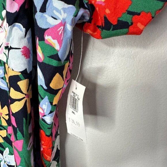 Old Navy Blouse Size 2XL Waist Defined V-Neck Floral Puff Sleeve Boho - Picture 3 of 9